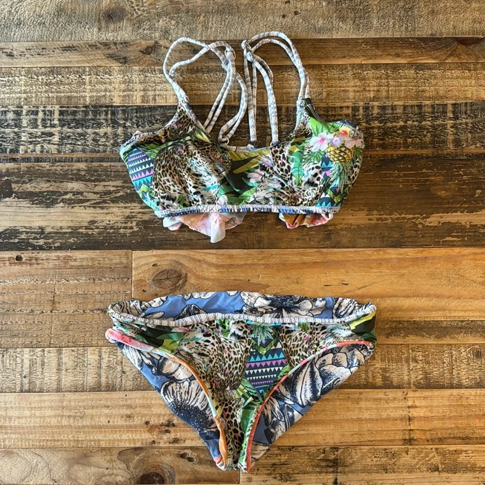 Maaji girls two piece reversible swim suit size 12 - Picture 3 of 7